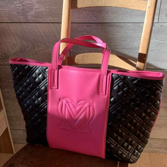 Love Moschino Bag Quilted Two Tone Pink And Black Tote Bag | Excellent Condition - Picture 3 of 3